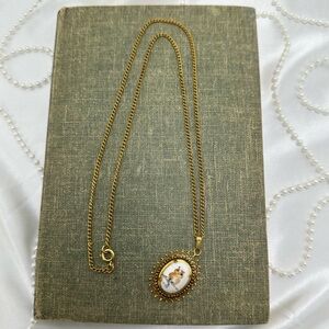 Vintage Hand Painted Owl Necklace